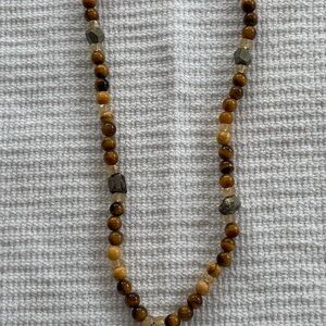 Earth Muse Tiger Eye Citrine Toggle Closure Pendant Necklace 16 inches
